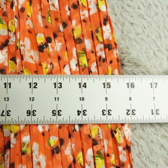 Anthropologie Foxiedox Floral Pleated Dress Womens Medium Orange NEW - Picture 8 of 10